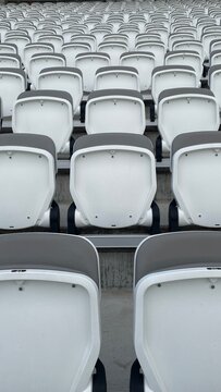 Full frame close-up of rows of Empty folded stadium seats