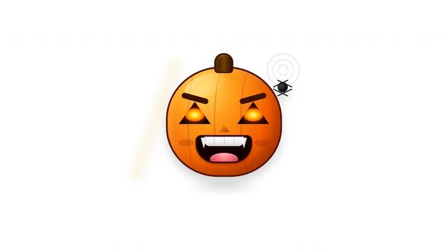Halloween jack o lantern emoji animation set on white background