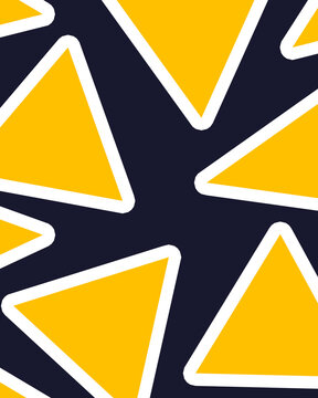 Abstract geometric pattern featuring yellow triangles with white outlines on a dark navy background