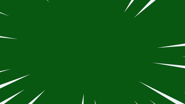 Anime speed lines motion graphic, radial comic burst streaks moving from center,green background, fast zoom lines overlay, seamless loop animation, high energy 4k