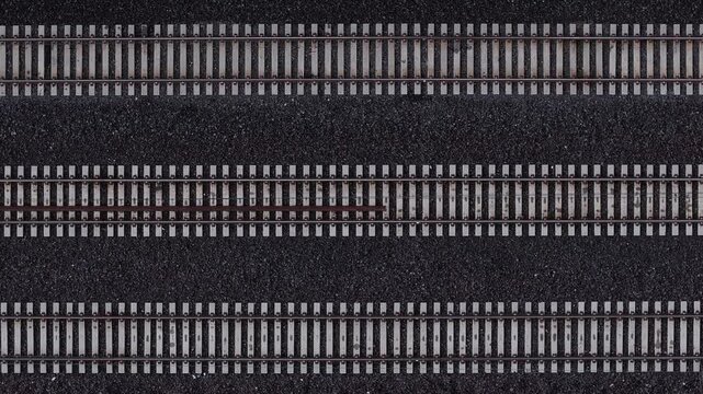 Aerial view of railway tracks in Khashuri, Georgia.