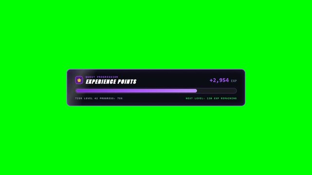 Futuristic XP Experience Bar Leveling Up on Green Screen