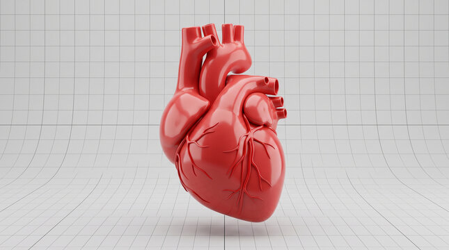 3d render of a realistic human heart model isolated on white background