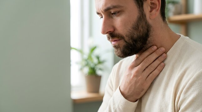 Person experiencing physical pain or receiving medical healthcare treatment professionally composed