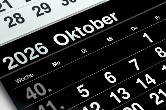 Deutscher Kalender Monat Oktober 2026