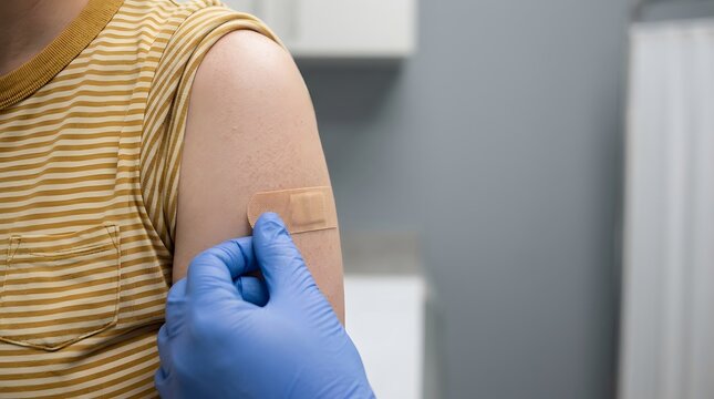 Person experiencing physical pain or receiving medical healthcare treatment uniquely showcased