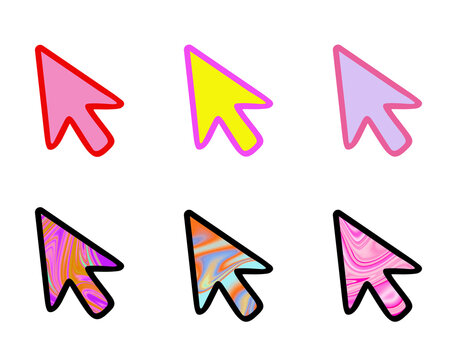 Colorful cursor and arrow pointer set for website, app, digital interface, and navigation projects.