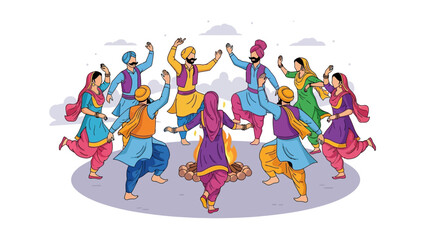Fototapeta premium Group of people performing traditional Indian folk dance.