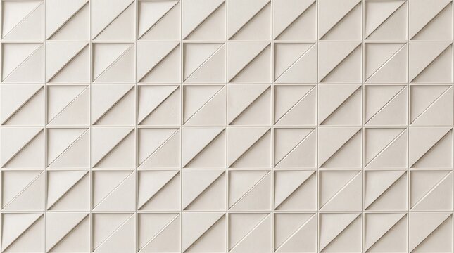 White geometric 3D wall panel with repeating square and triangle patterns