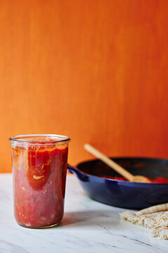 Fresh Homemade Tomato Sauce in Glass Jar