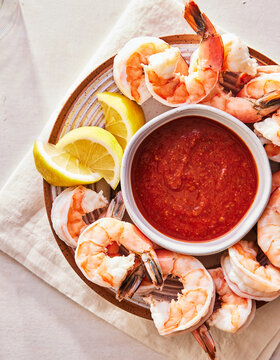 Chilled Shrimp Cocktail With Lemon