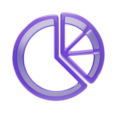 Purple pie chart with five segments displayed on transparent background