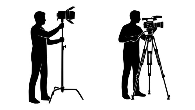 videographer and camera operator silhouettes