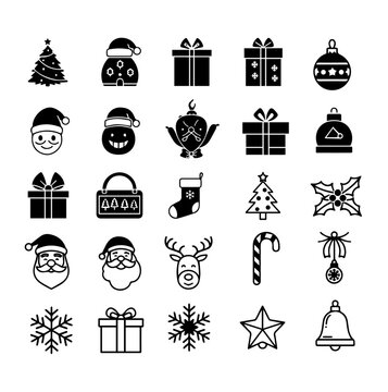 Santa and Christmas related icon set.Vector illustration. Editable icons related to merry, tree, winter, gift, santa and more.