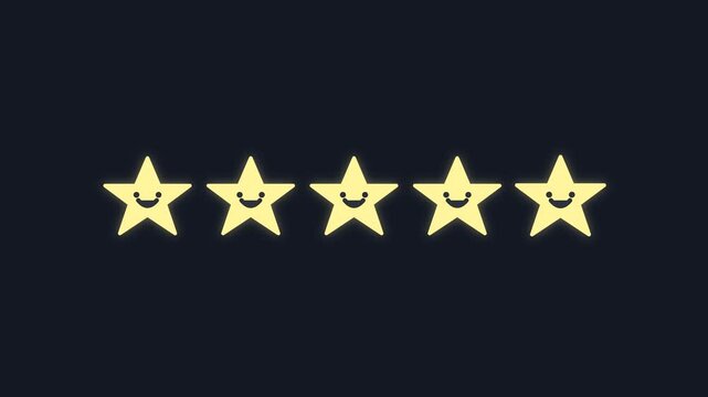 Five Star Rating System Visual Representation of Customer Satisfaction and Service Quality Evaluation with Star Icons