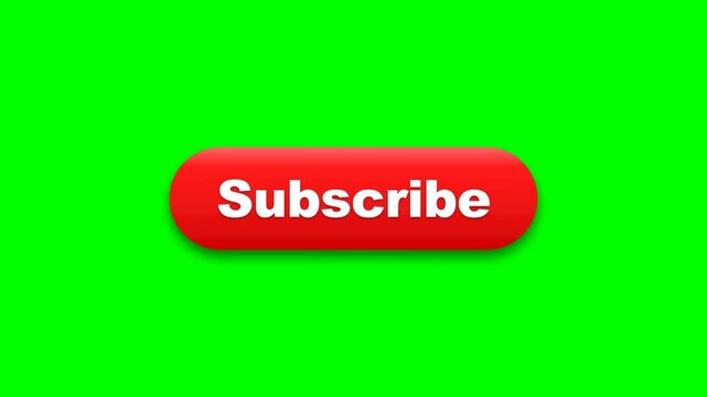 Dynamic red subscribe button with 3D effect on chroma key green background, ideal for video editing and motion graphics to boost channel growth and audience engagement