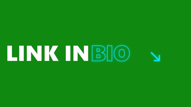 Vibrant motion graphic element displaying 'Link in Bio' with an arrow, perfect for social media marketing, enhancing online engagement and guiding user clicks