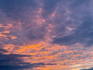 Fototapeta premium Fantastic sunset sky, colorful clouds, natural sunset sky background