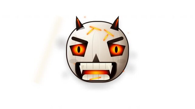 Angry devil skull icons floating on white background