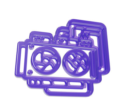 A3d rendered deep purple outline of a computer card or gpu isolated on a black background, representing hardware and computing