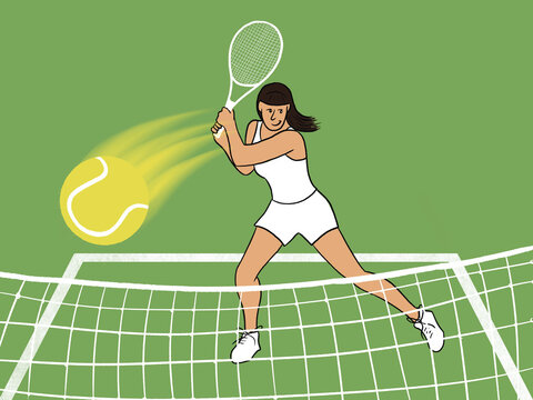 Tennis Player Hits the Ball Over the Net