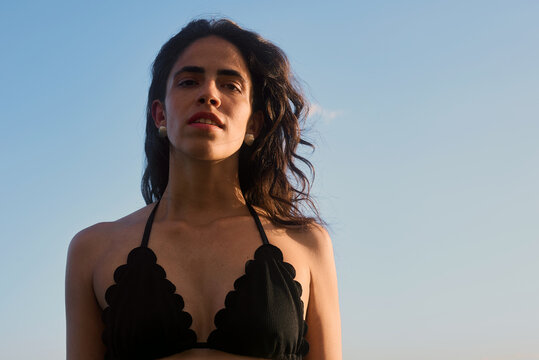 Portrait of a woman at the beach