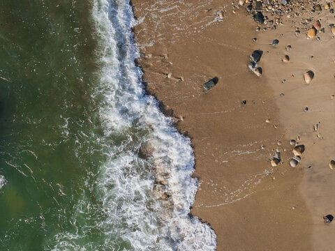 Top Down Ocean Surf on Montauk Beach