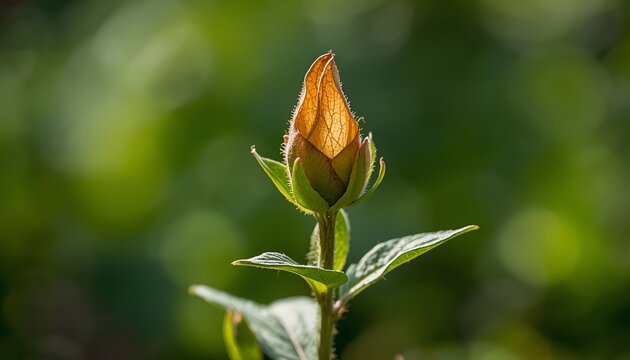 Nicotiana Rustica Aztec Tobacco Flower in Sunlight, Botanical Close Up with Green Blurred Background, Traditional Herbal Plant and Ornamental Garden Flora