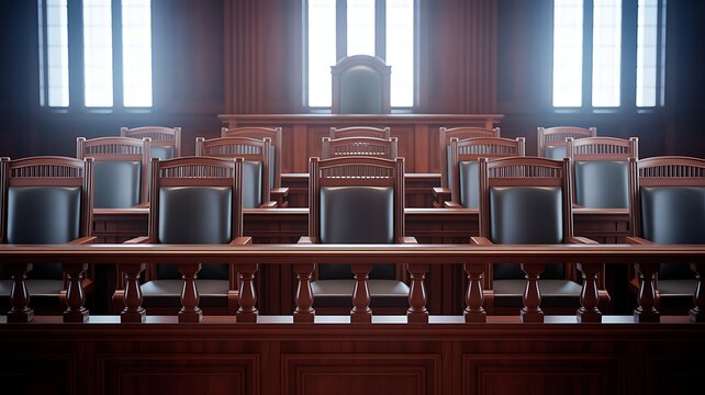 Justice Awaits The Unoccupied Chairs in the Jury Box of the Courtroom, Generative AI