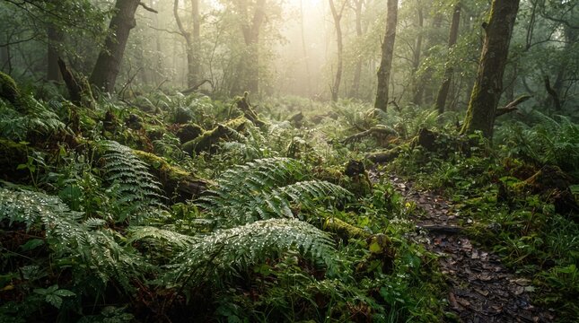 Misty fern forest
