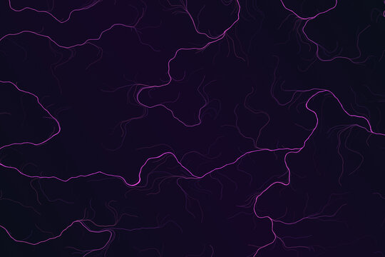 Abstract dark purple background with glowing pink neon wavy lines of energy electricity marble texture pattern vector