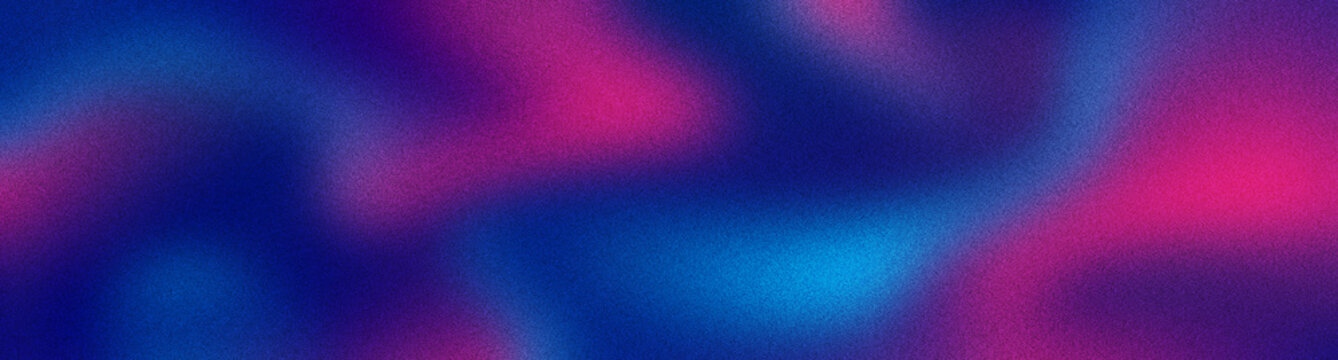 Abstract blue and purple liquid wavy shapes futuristic banner. Glowing retro waves vector background