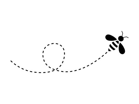 Flying bee with dashed flight path icon