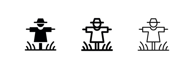 Fototapeta premium Scarecrow in Farm Field Agriculture Icon Set
