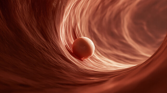Red blood cell traveling through warm red blood vessel