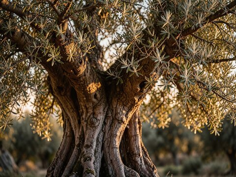 Ancient Tuscan Olive Tree - Cinematic Golden Hour & Atmospheric Sunlight