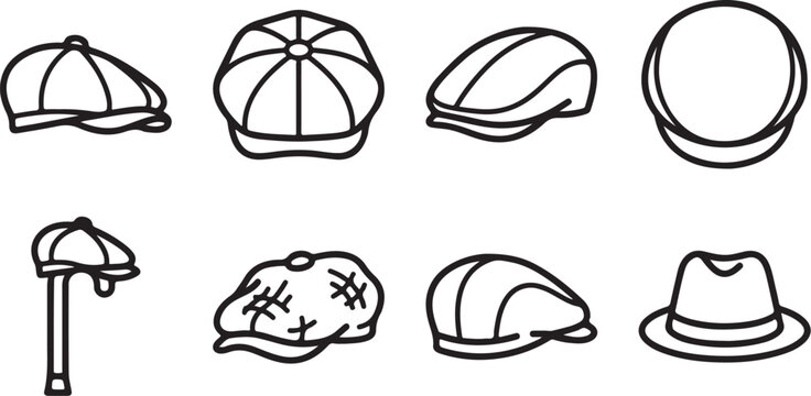 Various styles of fun cartoon hats illustration