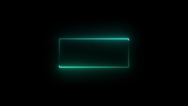 Glowing Teal Neon Rectangles Animating on Black Background with Subtle Particle Effects