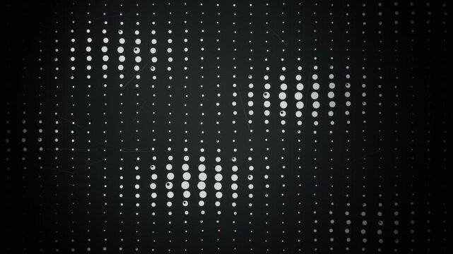 Abstract background with glowing white dots pattern on dark surface