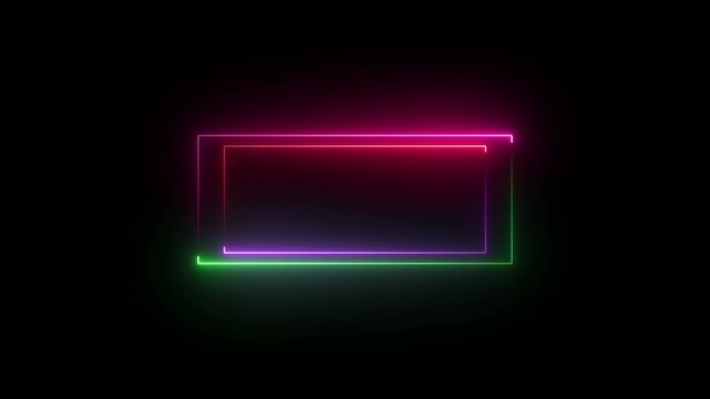 Abstract Neon Rectangles Expanding In Dark With Glitch Effect For Digital Backgrounds