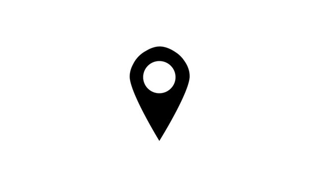 Location markers animated across black and white stripes for travel or navigation concepts