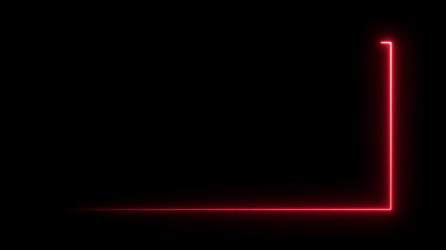 Red neon lines animating into a corner shape against a black background abstract motion graphic