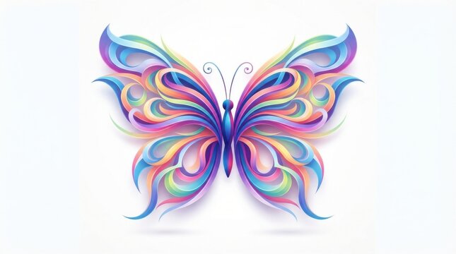 Beautiful colorful butterfly illustration with artistic patterns and vibrant colors