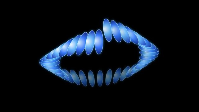 Abstract glowing blue circular structure with repeating elliptical shapes