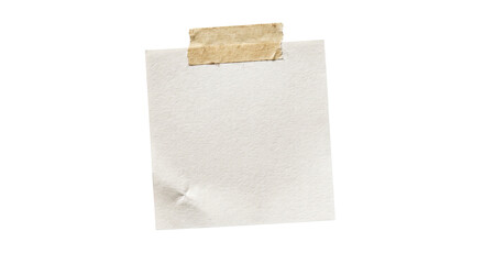 Blank note paper taped with adhesive tape isolated on transparent background © AuraDigital