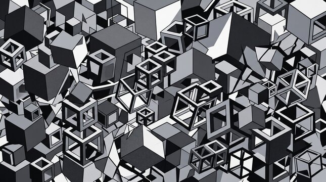 Geometric Monochrome Cubes