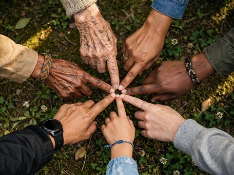 Group of Hands Together Showing Family Unity