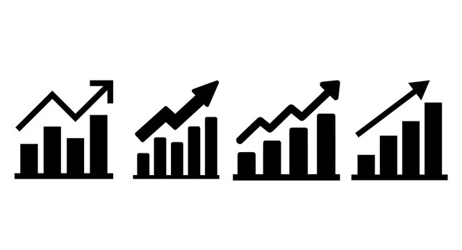 Chart icon flat outline in black png