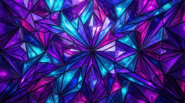 Abstract purple and blue geometric crystal pattern background