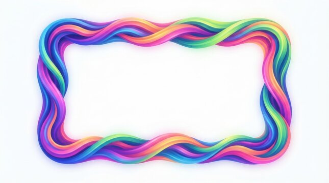 Colorful wavy abstract rectangular frame with a vibrant twisted rope border design